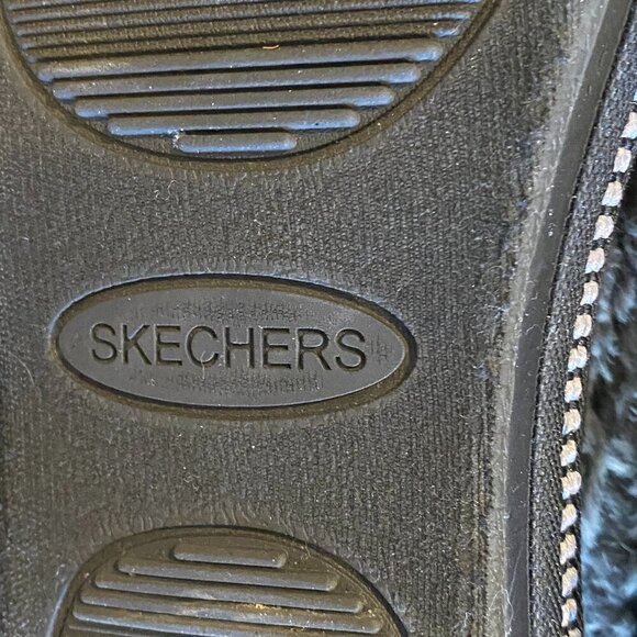 Skechers Memory Foam Slippers Fur Lined Sz 7 Black/Gray #45Q - Picture 10 of 10